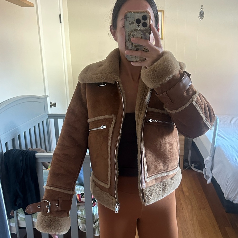 Stradivarius Brown Shearling Jacket - Picture 5 of 5